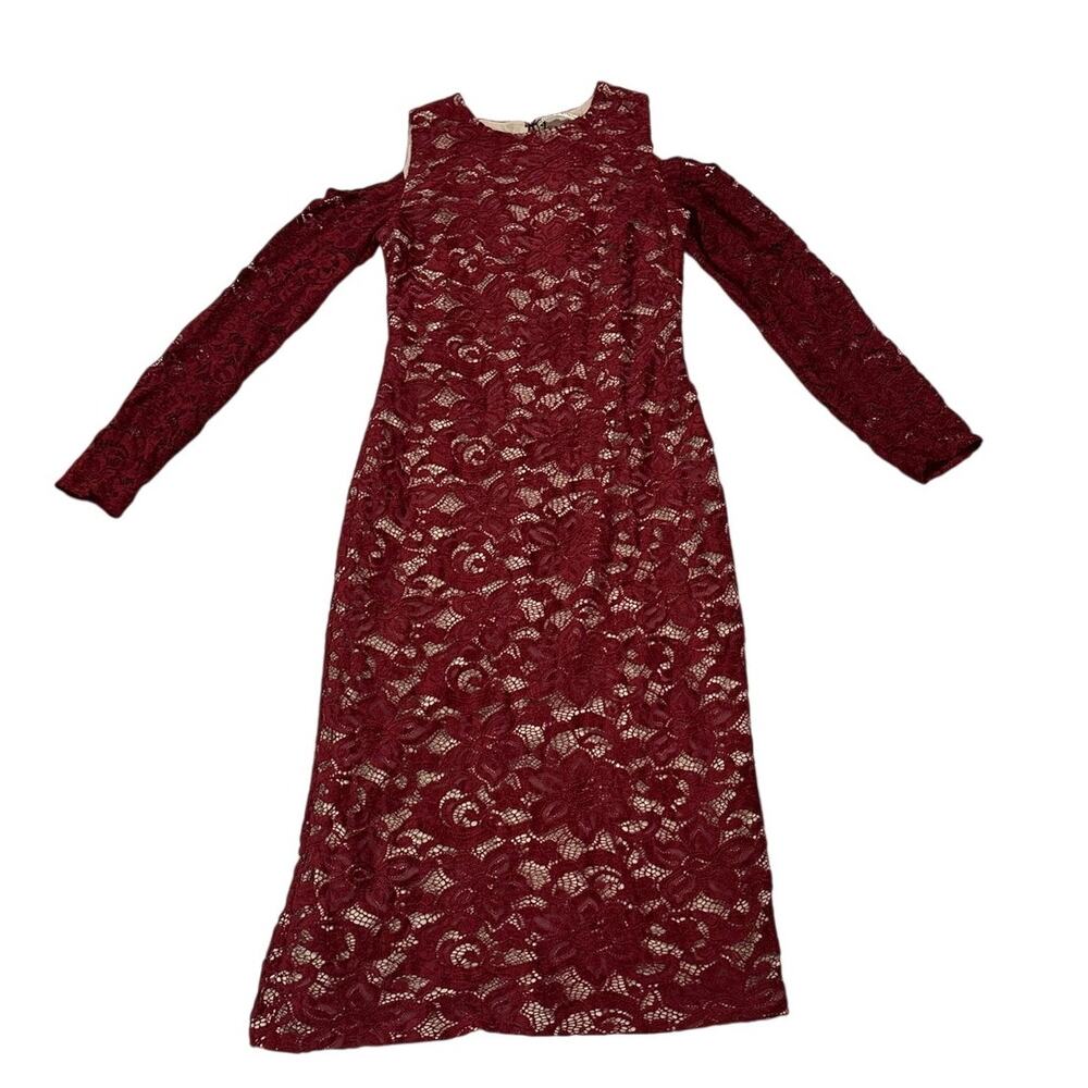 NWT Alice + Olivia Womens 12 Laila Cold Shoulder Floral Lace Sheath Dress Party - Picture 3 of 12